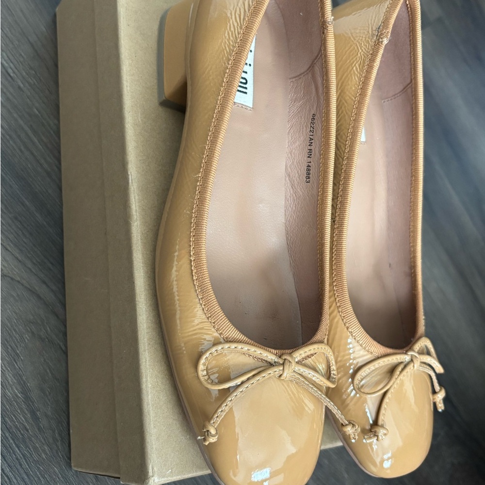 Tan Flats with Bow Detail and Comfort Insole - Picture 2 of 6